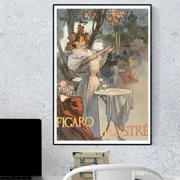 Vintage Alphonse Mucha Artwork Poster Wandkunst Leinwand Malerei Retro -Poster und Druckwandbild für Wohnzimmerdekoration