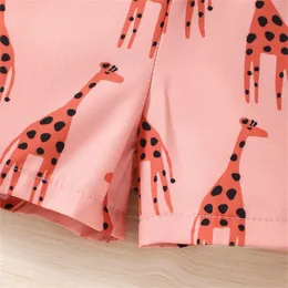 Meninas girafas padrões de macacão adolescente Rompers de pernas largas crianças Crianças de verão Casuais Cosual Roupas Criando Fall Rodper Beable Girl