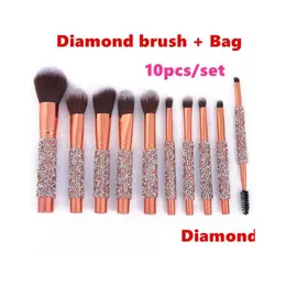 Makeup Brushes Professional Make Up 10Pcs Set Diamond Brush Bag Powder Foundation Tools Eye Shadow Brushs Eyeliner Brow Drop Delivery Otfqk