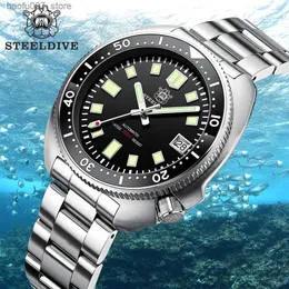 Armbanduhr SD1970 Stahldive Marke 200 m wasserdichtes Saphirglas 44 -mm -Männer NH35 Tauchgang mit Keramikblende