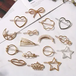 1PC Geometric Ponytail Hairpins Bobby Pins Knot Hair Clip Star Heart Barrettes Metal Hairclips Women Headwear Hair Styling Tool