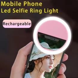 Anello di selfie a LED ricaricabile USB Light Phone Riempie Light Light Selfie Lamp Ring per iPhone Samsung Xiaomi Huawei Oppo