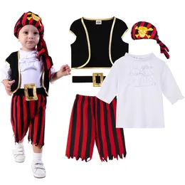 Baby pojkar pirat kostym romper spädbarn kapten cosplay jumpsuit född karneval outfit år lek för bebe ropa kläder 240411