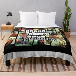 GTA San Andreas Gaming ArtThrow Blanket Dorm Room Essentials Plaid Blankets For Bed