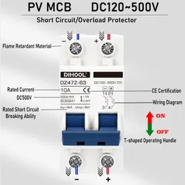 DC Circuit Breaker 500V 16A 32A 63A 80A 125A Wechselrichter/UPS/Batterie/Solar DC MCB Overload/Short Circuit Protector (Europa Stock)