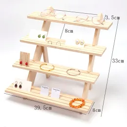 1/2/3/4 Boden Massive Holzohrringe Karton Organizer Schmuck Display Ohrring Ständer Display Ringe Holzhalter Regal