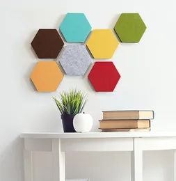 Cor personalizada cor de feltro autodesiva adesivos de parede quadro de mensagens de armazenamento decorativo redondo hexágono