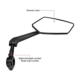 RIDERACE Bicycle Rear View Mirror Clear Bike Wide Range Back Sight Rearview Reflector Adjustable Handlebar Left Right Mirror