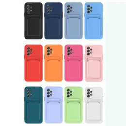 Liquid Soft Silicone Case For Samsung Galaxy A53 5G A54 A34 A14 A73 A33 A23 A13 A12 A52 A52S A72 Luxury Card Holder Wallet Cover