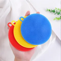 3Pcs Silicone Cleaning Brushes Soft Silicone Scouring Pad Washing Sponge Dish Bowl Pot Cleaner Washing Tool Kitchen Accessories