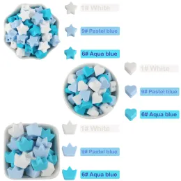 20/30/50pcs Estrela/coração/coroa Baby Silicone Beads Clipes Pofieira Coloque de Tentativa Comida Comida Grade Diy Clipes Chain Accessorie Chain