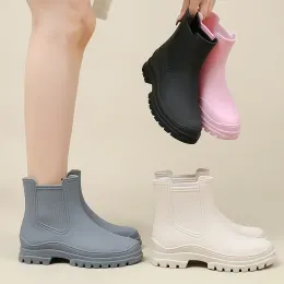 Дождь Женщины Челси Дождь ботинки Женские галоши водонепроницаемые резиновые не скользи