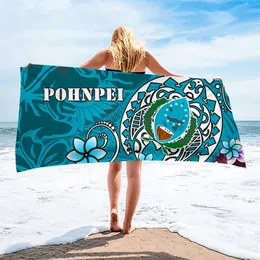 Polynesiska med Plumeria Beach Handdukar Pohnpei Chuuk Kultur Mjuk badrum Absorberande resehotell Bad Handduk