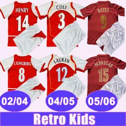 2002 2006 Henry Kids Kit Retro Soccer Jerseys Ljungberg Cole Lauren Reyes Fabregas Home Football Shirts