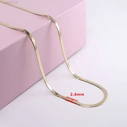 Trendy Pure gold Jewelry Flat Snake 0.6mm 2.4mm 18K Real Solid 18K Karat Snake Bone Herringbone Chain Necklace For Women Men