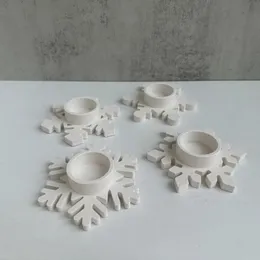 Porta di candele del fiocchi di neve fai -da -te in gesso in gesso fatto a mano in vena di candele resina a mano che lancia stampo stampo decorazione per la casa regalo di Natale