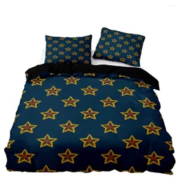 Defina a roupa de cama Orange Red Stars Stars Pattern Duvet Conjunto simplesmente estilo duplo tamanho duplo com fronha para recomendar têxteis domésticos