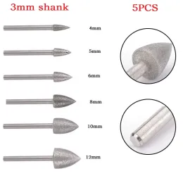5pcs 다이아몬드 그라인딩 헤드 연마 휠 옥수수 보석 팔찌 유리 석재 조각을 닦는 도구 전기 핸드 드릴 4-12mm