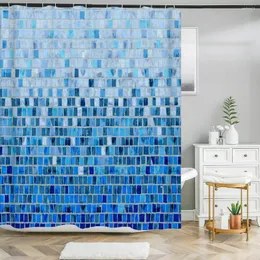 Duschgardiner badrumsdekoration vattentät gardin nordisk minimalistisk mosaikstil tryckt polyesterhem med krok