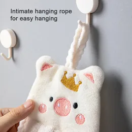 Coral Fleece Hangable Thicken Towel Cute Korean Piglet Absorbent Hand Towels Cleaning Cloth Rag Handkerchief Kitchen Hand Wipe