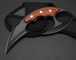 Fury7 Axe Claw Krambit Knife 440C Blade Drewno Rękołaj samoobronna Kieszonkowa Kieszonkowa Pieprz Blade Nóż Nóż EDC Survival Tool A1337