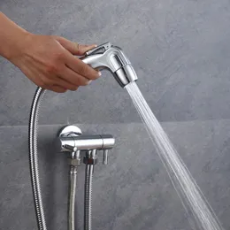 Silver Badrum Toalett Bidet Faucet Sprayer Abs Duschhuvud Spray Gun Water Slang Set Kit Self Cleaning Douchette WC Handhållen V27