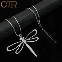 Pendant Necklaces 2024 Long Chains Silver Color Dragonfly Pendants Necklace Korean Fashion Jewelry Gothic Accessories For Women Trending