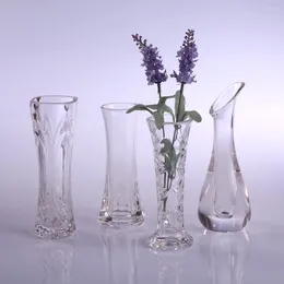 Vasos Vasos de flor de plástico transparentes imitação de cristal decoração de desktop de quatro estilos exibição de buquê de estilos