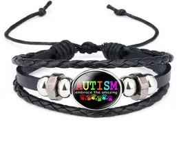 New Kids Autism Awareness Armband For Children Autism Boy Girl Charm Leather Wrap armband Bangle Fashion Inspirational Jewelry908231