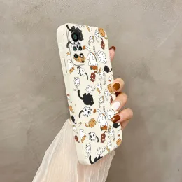 Cat Rolling Phone Case för Xiaomi Redmi Note 12 12S 11 11S 10 10T 10S 9 9S 8 7 Pro Plus 4G 5G Liquid Silicone Cover