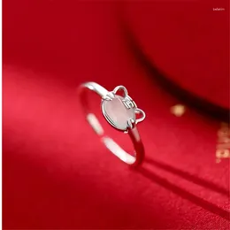 Anelli a cluster Cute Moonstone Tiger Ring per Lady Festival Accessori per feste Fashion Silver 925 Sterling Women Jewelry Finger Bijou Bijou