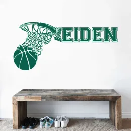 Custom Name Basketball Wall Sticker Basketball Ring Personalized Name Vinyl Art Wall Decal Basketball Sports Sticker Sy051