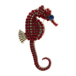 Cindy Xiang Red Bied Hippocampus Brooch Sea Animal Pin Blue Eye Vintage Retro Style Accessories高品質