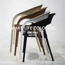 Açık Plastik Sandalye Backrest Hanehalkı Kalınlaştırılmış Modern Basit Balkon Çıngırak Hasır Tabure Mobilya Muebles