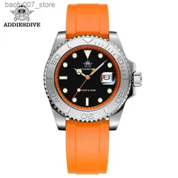 Armbandsur addiesdive ad2040 mens 41mm mode dykning kvarts 200 m dykning gummi sile super luminous handled reloj hombre