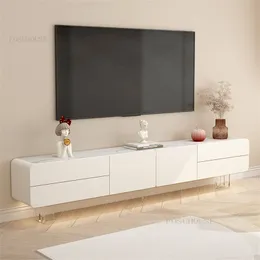 Italiensk ljus lyxskiffer upphängda TV -skåp vardagsrumsmöbler modern minimalistisk liten lägenhet tv -stativ soffbord