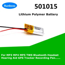 501015 50mah litiumpolymer laddningsbart batteri för MP3 MP4 MP5 TWS Bluetooth Headset Hearing Aid GPS Tracker Locator Counter