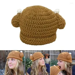 Boinas de chapéu de gorro engraçado para mulheres y2k desenho animado pernas de galinha malha malha