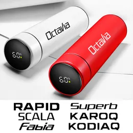 Portable Thermos Water Cup Car Accessories For Skoda Octavia Fabia Rapid Superb Kodiaq Scala Karoq Citigo Kamiq Roomster Enyaq