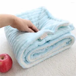 Battaniyeler Minky Cashmere Fleece 2 Katmanlar Bebek Battaniye Doğdu Bebek Şeritleri Termal Çocuklar Yorgan Peluş Kundaklama