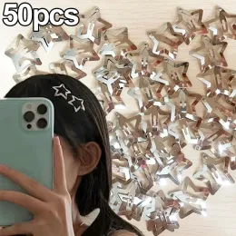 2-50pcs Silver Star Hairpins for Women Stars Filigree Metal Snap Hair Clips Girls Side Hair Grip Y2K Barrettes Hair Accessories