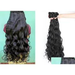 Saç parçaları uzun sentetik kıvırcık demetler kadınlar için doğal renk uzantıları 30 inç atkı Afrikalı bukleler desen dağıtım ürünleri ot7nt