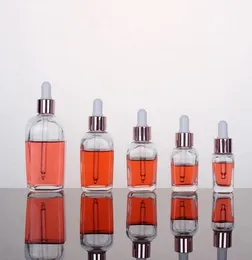 Clear Glass Essential Oil Parfume Bottles Square Droper Bottle With Rose Gold Cap 10 ml till 100 ml OWF23849707752