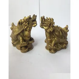 Ferramentas de cabelo 1 par de bronze de cobre esculpida em decoração caseira fengshui dragão estátuas de longevidade