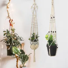 Macrame vägg hängande korgar blomma krukor netto trädgård växt kruka hållare hängare hem boho heminredning hyllor macetas panier