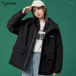 Women's Trench Coats With Hat Short Style Parkas Women Solid Simple Ulzzang Warm Students Thicken Safari Femme Fashion Harajuku All-match