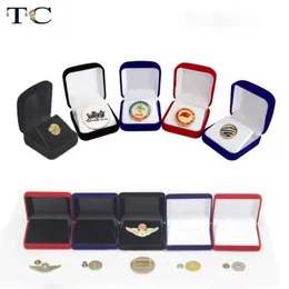 Smyckeslådor 2021 Emblem Medal Commemorative Coin Organizer Box Floating Collection Jewelry Totem Brooke Storage School Emblem Holder Box