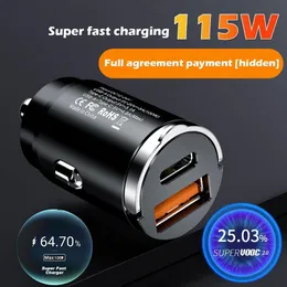 115W QC3.0 PD CAR CHARGER 2ポート12-24VタバコソケットライターカーUSBC充電器高速充電パワーアダプターQ3G6