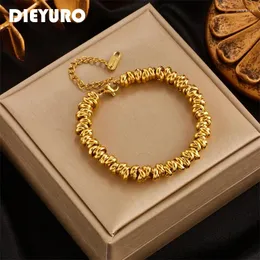 Ссылка браслетов Dieyuro 316L из нержавеющей стали браслет золотой цвет для женщин 2024