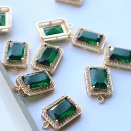 Anhänger Halsketten 6pcs KC GLOTTEGEGEBENTE FACETED transparent grüne Qualität Glas Rechteck cz Reiz DIY Frauen Geometrische Ohrringe machen